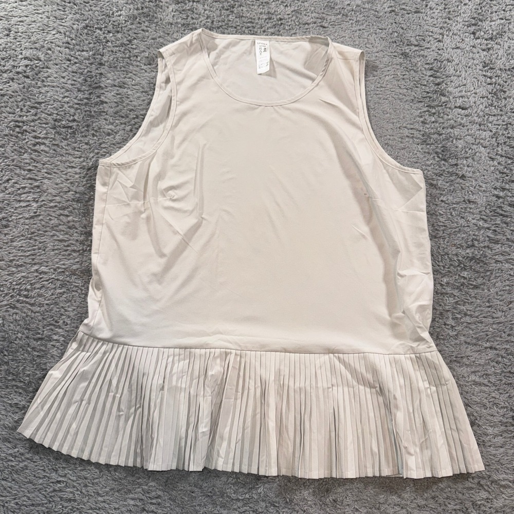 Spanx Get Moving Pleated Hem Tank Top Size S Gray Sleeveless Activewear Shirt